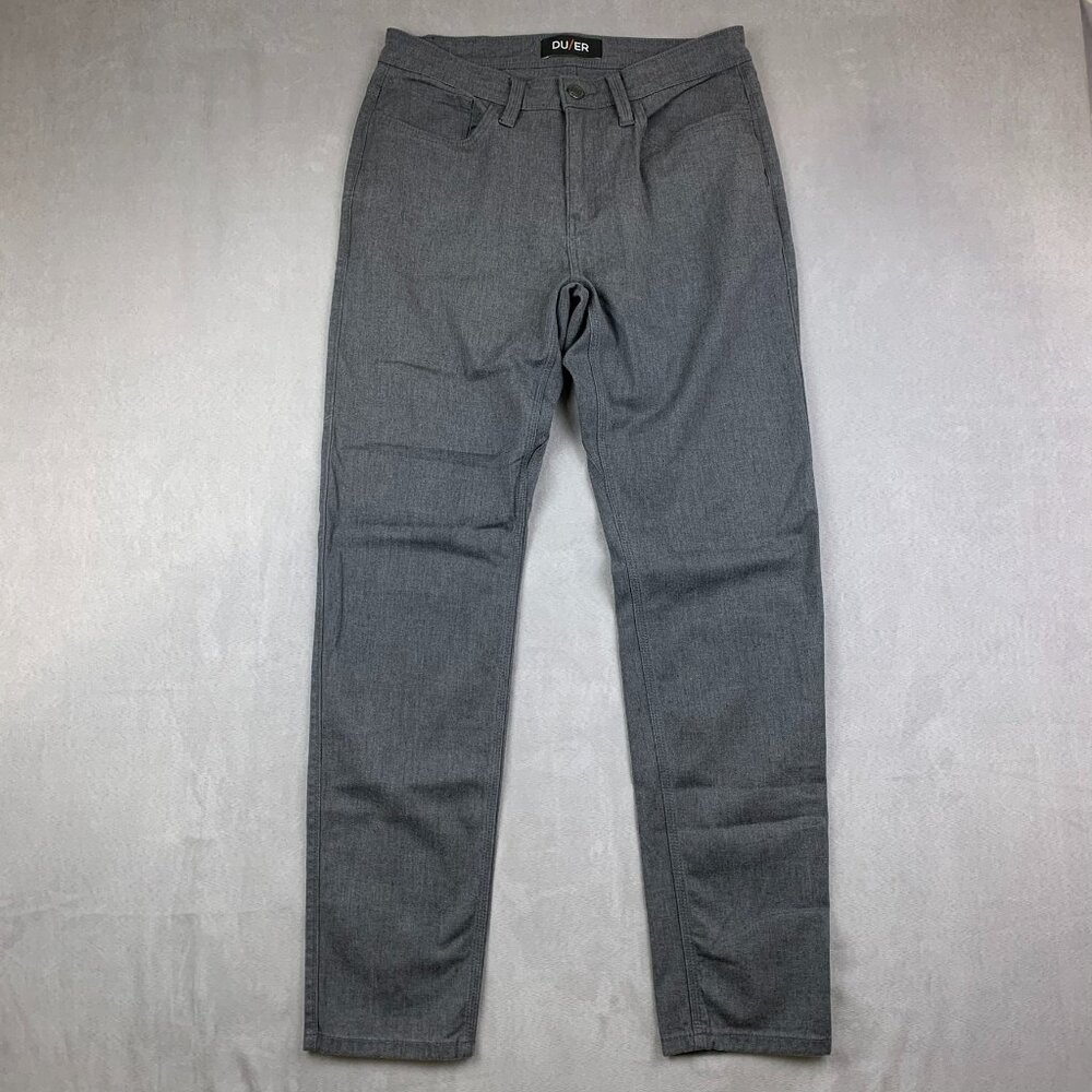 DU/ER Men Pants 32 Gray T2X Slim Fit Live Lite Tapered Performance Stretch 32x31